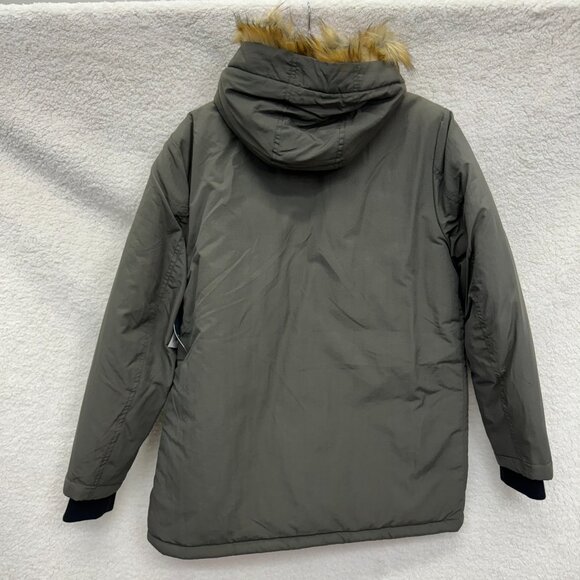 MEN'S MEDIUM - BLEECKER & BROAD Winter Jacket Olive Puffer Faux Fur NEW - Picture 3 of 3